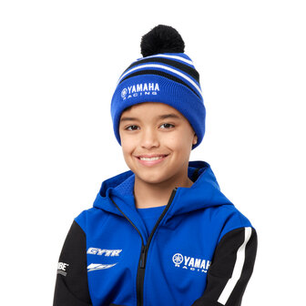 Paddock Blue beanie met pompon voor kinderen