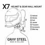 Gray steel X7 helmet & gear wall mount Gun Metal